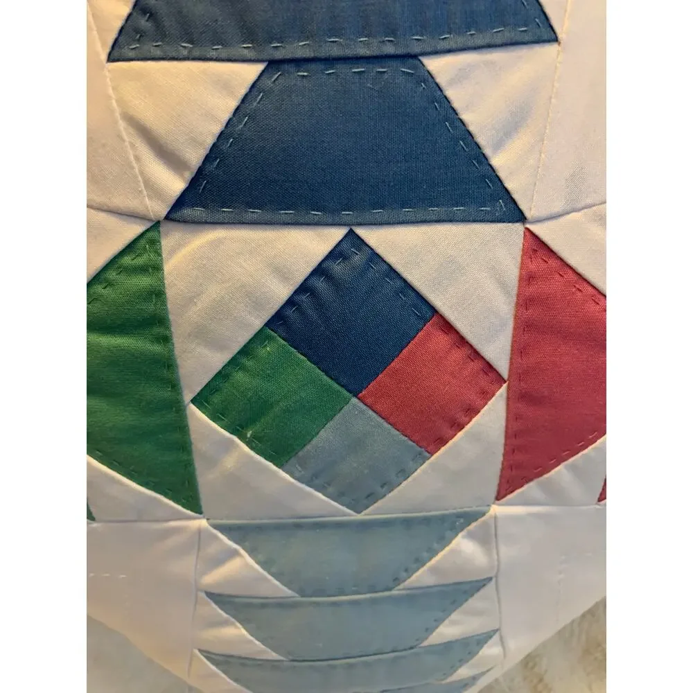Vintage Quilted Throw Pillow 16x16 Cottage Core Country Geometric
